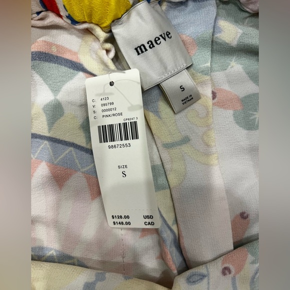 Anthropologie Maeve Straight Wide Leg Pull On Pants Pink Rose XS NWT - Picture 8 of 9